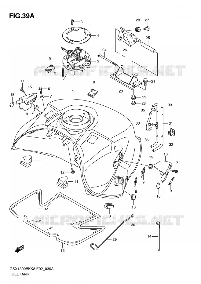 RESERVOIR D'ESSENCE (MODEL L0) Suzuki MOTO 1300 B-KING 2011  GSX1300BKU2K8(E2)