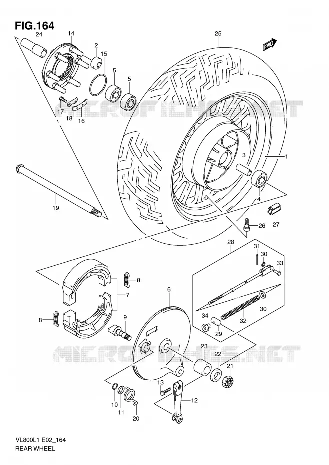 ROUE ARRIERE (VL800CL1 E2) Suzuki MOTO 800 VOLUSIA 2011  VL800CUEL1(E2)