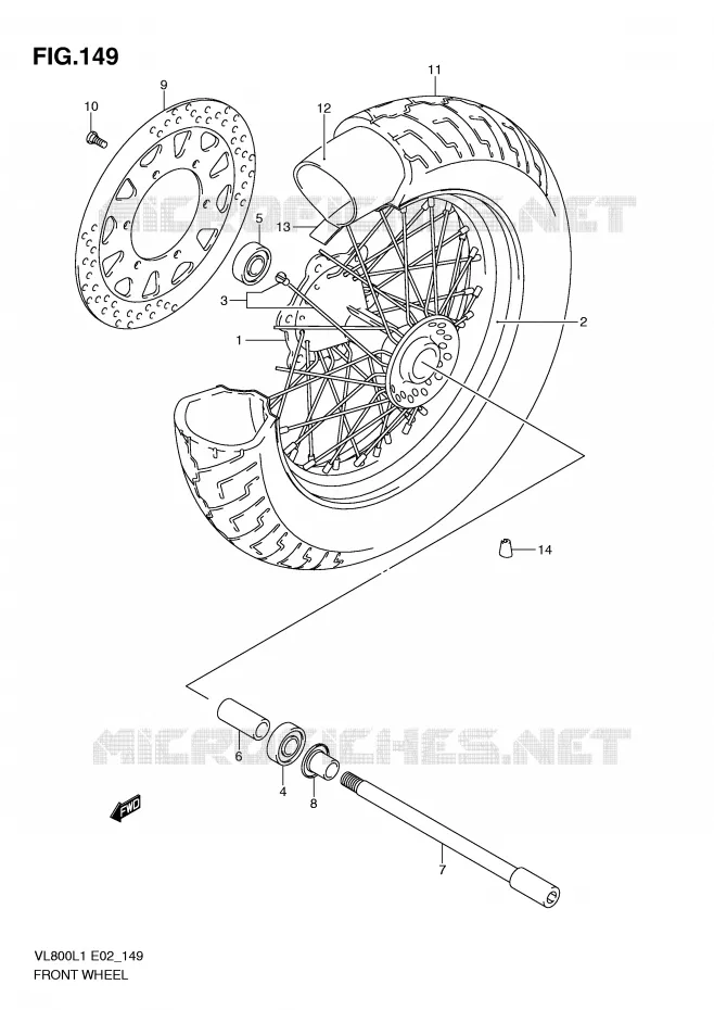 ROUE AVANT (VL800L1 E19) Suzuki MOTO 800 VOLUSIA 2011  VL800CUEL1(E2)