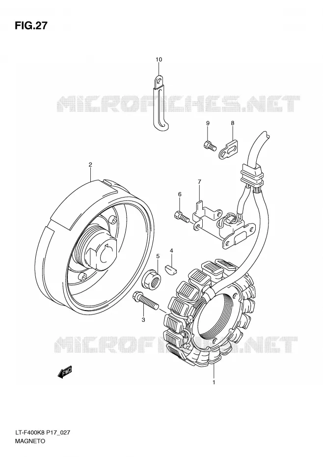 ALLUMAGE ROTOR - STATOR (MODEL K8/K9) Suzuki QUAD 400 KINGQUAD 2010  LT-F400L0(P17)