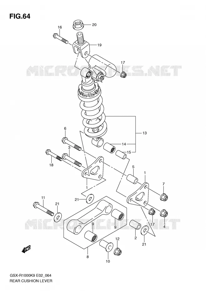BIELLETTE DE SUSPENSION ARRIERE Suzuki MOTO 1000 GSX-R 2010  GSX-R1000ZUFL0(E2)