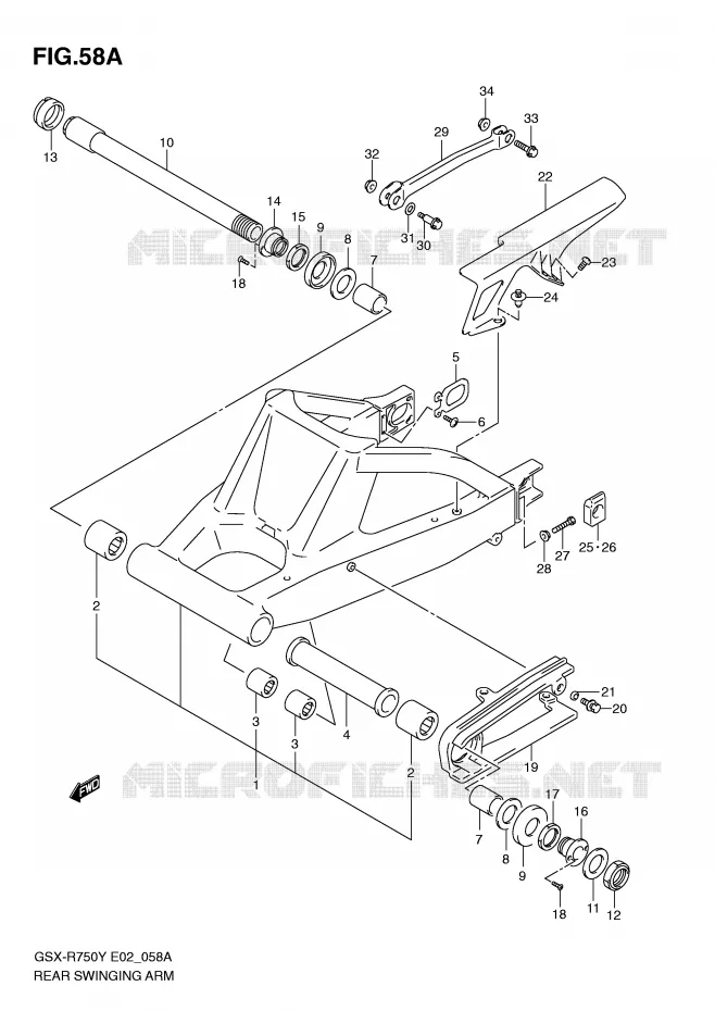BRAS OSCILLANT ARRIERE (MODELE K2/K3) Suzuki MOTO 750 GSX-R 2003  GSX-R750K3(E2)
