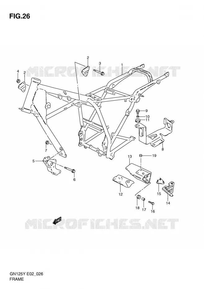 CADRE (MODELE V/W/X) Suzuki MOTO 125 GN 1999  GN125EX(E2)