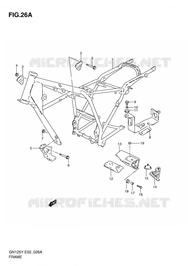 CADRE (MODELE Y/K1) Suzuki MOTO 125 GN 2000  GN125Y(E4)