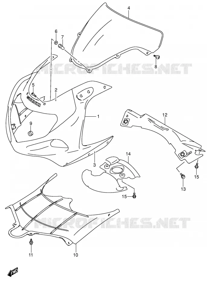 CARENAGES - ETIQUETTES (MODELE K1) Suzuki MOTO 750 GSX-R 2000  GSX-R750U2Y(E2)