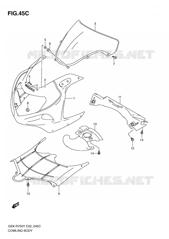 CARENAGES - ETIQUETTES (MODELE K3) Suzuki MOTO 750 GSX-R 2002  GSX-R750U1K2(E2)