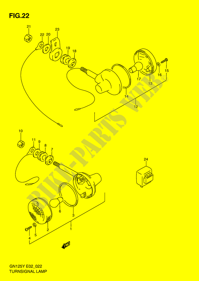 CLIGNOTANTS (MODEL V/W/X E1,E2,E4,E18,E21,E22,E71,P9) pour Suzuki GN 125 2000