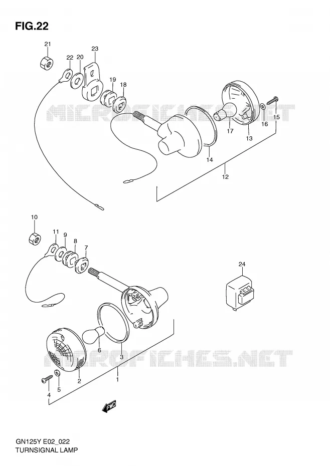 CLIGNOTANTS (MODEL V/W/X E1,E2,E4,E18,E21,E22,E71,P9) Suzuki MOTO 125 GN 2000  GN125Y(E4)