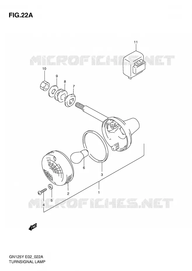 CLIGNOTANTS (MODEL Y/K1 E2,E4,E18,E21,E22,E71) Suzuki MOTO 125 GN 1999  GN125EX(E2)
