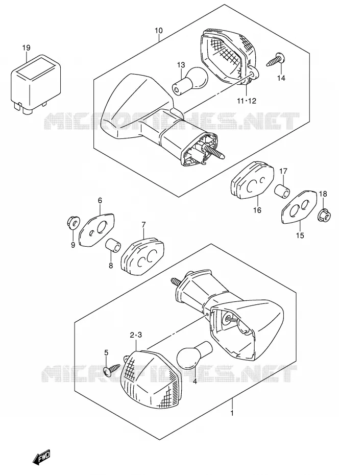 CLIGNOTANTS (MODELE Y/K1) Suzuki MOTO 750 GSX-R 2003  GSX-R750U2K3(E2)
