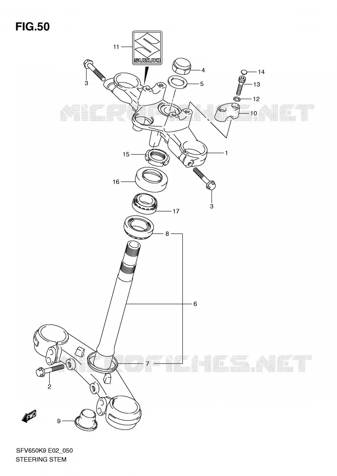 COLONNE DE DIRECTION Suzuki MOTO 650 GLADIUS 2009  SFV650K9(E2)