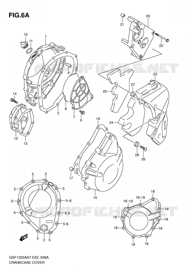 COUVERCLES DE CARTERS (MODEL L0) Suzuki MOTO 1250 BANDIT-S 2008  GSF1250SAK8(E2)