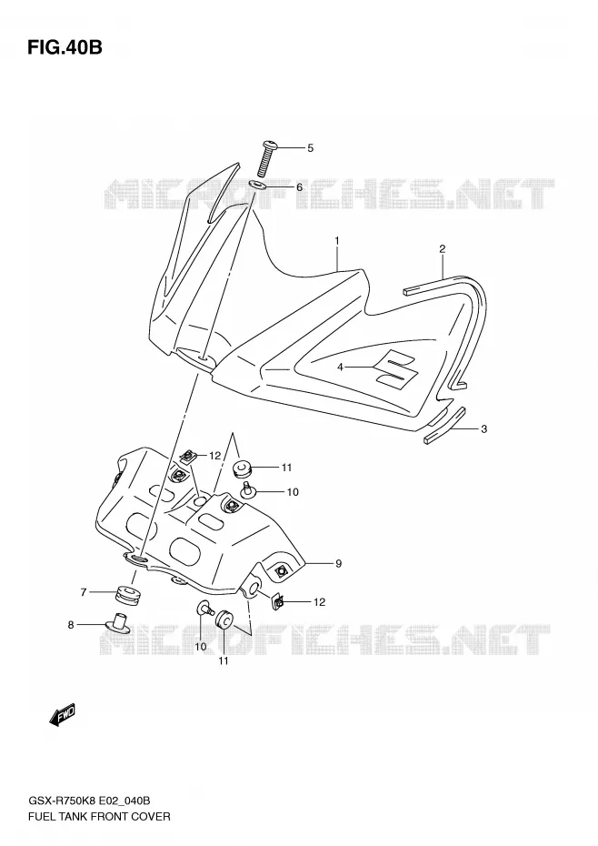 COUVRE RESERVOIR (MODEL L0) Suzuki MOTO 750 GSX-R 2010  GSX-R750L0(E2)