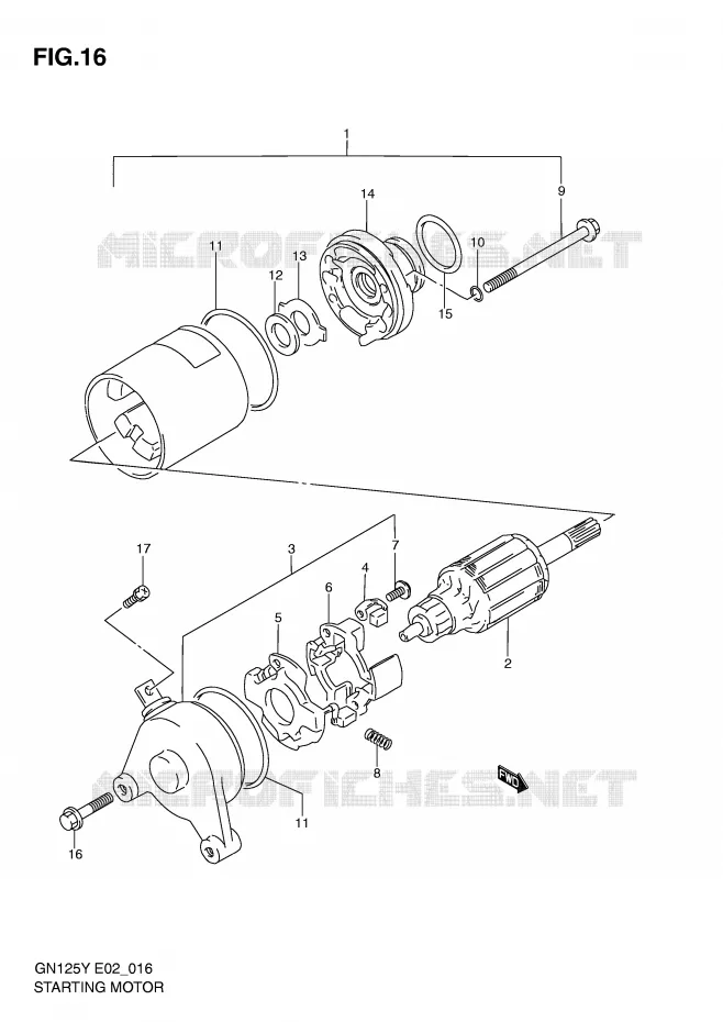 DEMARREUR (MODELE V/W/X/Y) Suzuki MOTO 125 GN 1998  GN125EW(E2)