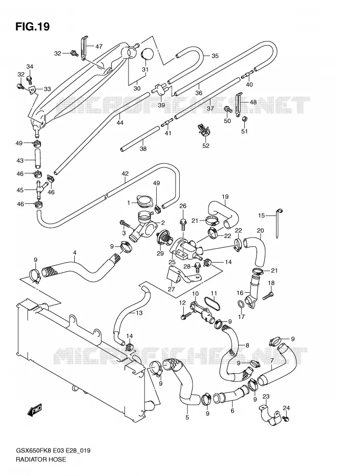 DURITE DE RADIATEUR Suzuki MOTO 650 GSX-F 2010  GSX650FL0(E3/E28)