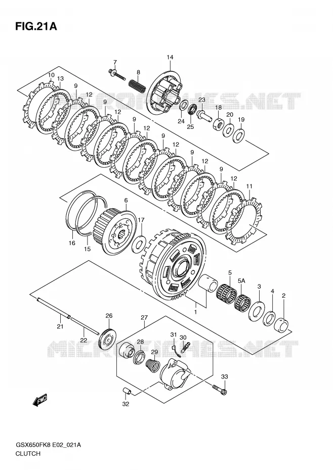 EMBRAYAGE (MODEL K9/L0) Suzuki MOTO 650 GSX-F 2010  GSX650FL0(E2)
