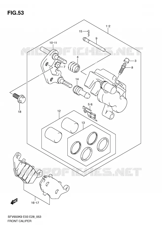 ETRIER DE FREIN AVANT Suzuki MOTO 650 GLADIUS 2010  SFV650L0(E3/E28)