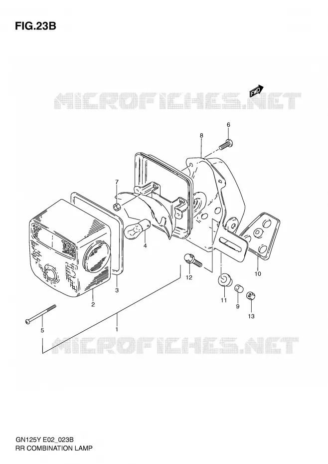 FEU ARRIERE (MODELE V/W/X E18,E22) Suzuki MOTO 125 GN 1997  GN125UV(E2)