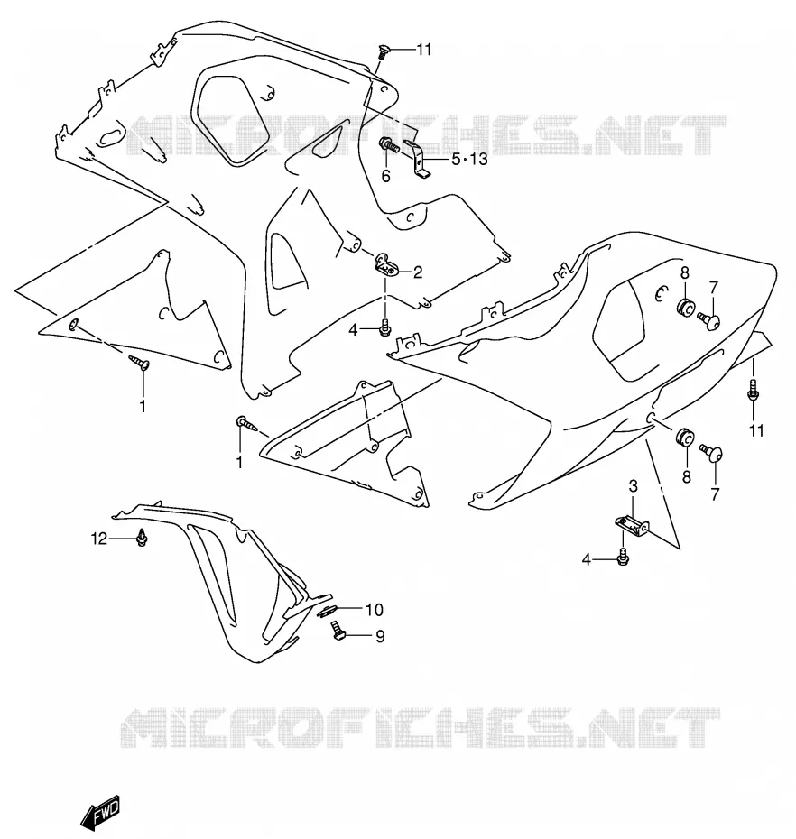 FLANCS DE CARENAGES Suzuki MOTO 750 GSX-R 2000  GSX-R750U2Y(E2)
