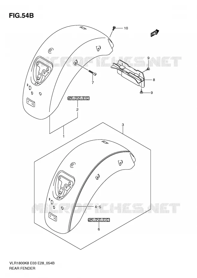 GARDE BOUE ARRIERE (MODEL L0) Suzuki MOTO 1800 INTRUDER 2010  VLR1800L0(E3/E28)