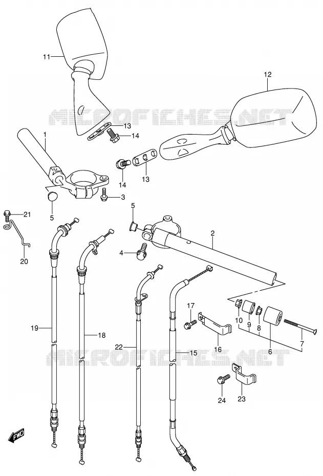GUIDON (MODELE Y/K1) Suzuki MOTO 750 GSX-R 2000  GSX-R750U1Y(E2)