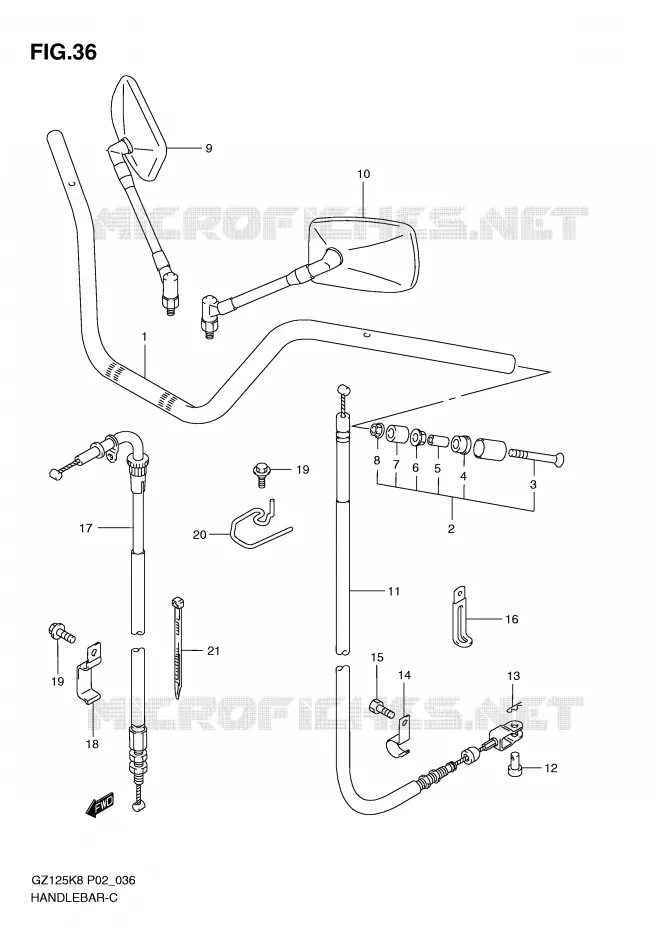 GUIDON Suzuki MOTO 125 MARAUDER 2009  GZ125K9(P02)
