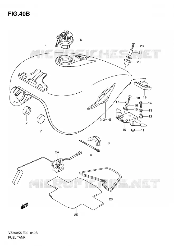 RESERVOIR D'ESSENCE (MODEL K9) Suzuki MOTO 800 MARAUDER 2009  VZ800UK9(E2)