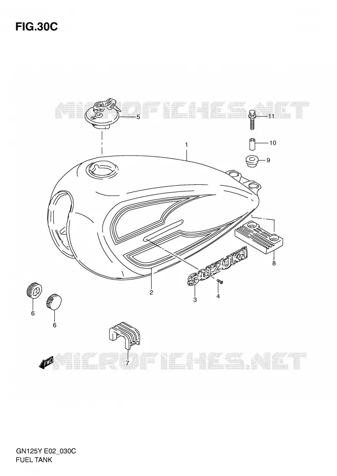 RESERVOIR D'ESSENCE (MODELE K1) Suzuki MOTO 125 GN 2000  GN125EY(E2)