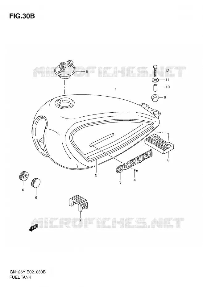 RESERVOIR D'ESSENCE (MODELE Y) Suzuki MOTO 125 GN 1997  GN125UV(E2)