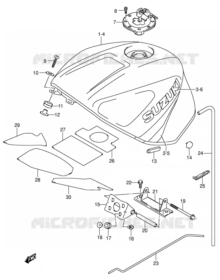 RESERVOIR D'ESSENCE (MODELE Y) Suzuki MOTO 750 GSX-R 2001  GSX-R750U1K1(E2)