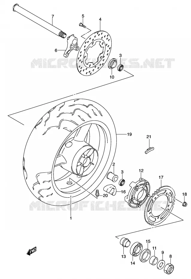 ROUE ARRIERE Suzuki MOTO 750 GSX-R 2002  GSX-R750U1K2(E2)