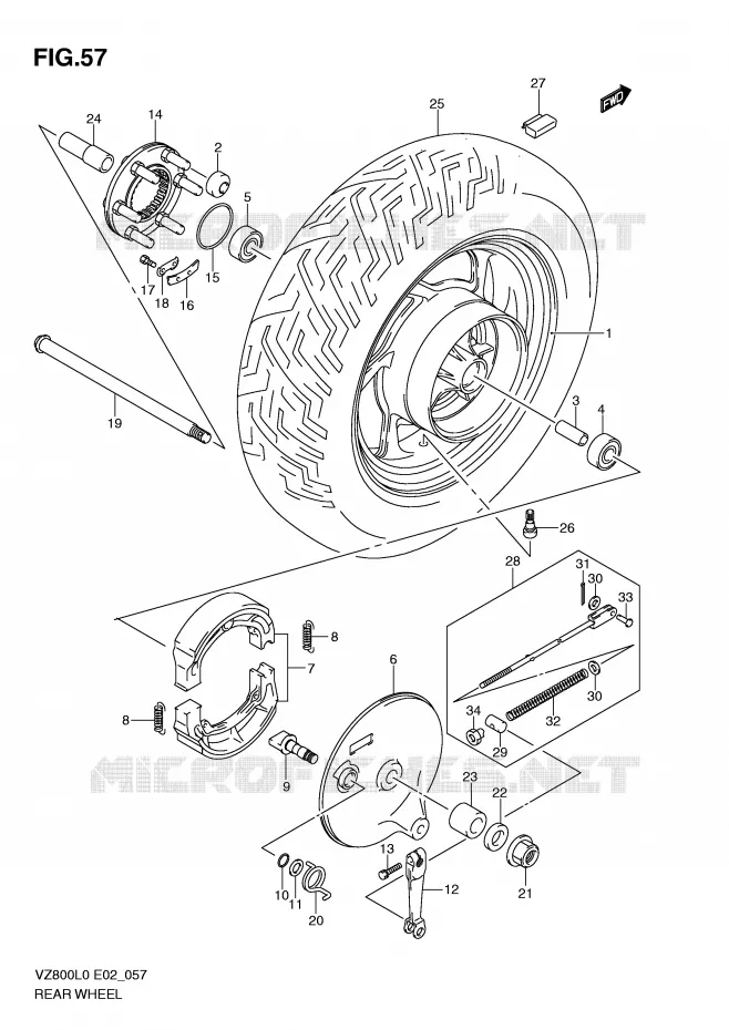 ROUE ARRIERE Suzuki MOTO 800 MARAUDER 2010  VZ800L0(E2)