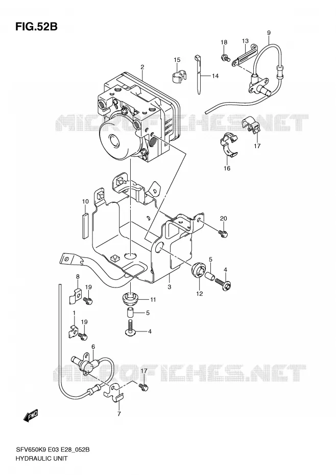 SYSTÈME ABS(SFV650AL0) Suzuki MOTO 650 GLADIUS 2010  SFV650L0(E3/E28)