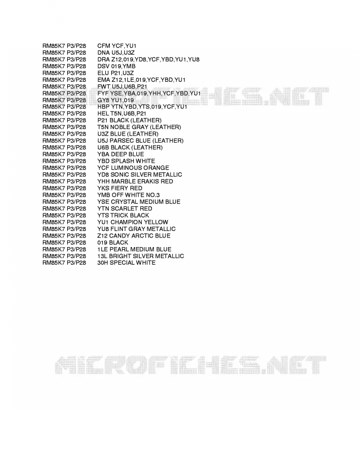* CHARTE COULEUR * Suzuki MOTO 85 RM 2008  RM85LK8(P3/P28)