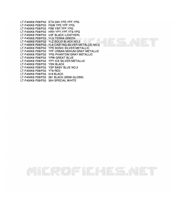 * CHARTE COULEUR * Suzuki QUAD 400 KINGQUAD 2008  LT-F400K8(P28/P33)