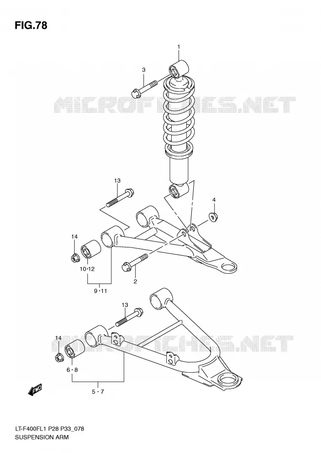 AMORTISSEUR - TRIANGLES Suzuki QUAD 400 KINGQUAD 2011  LT-F400FL1(P28/P33)