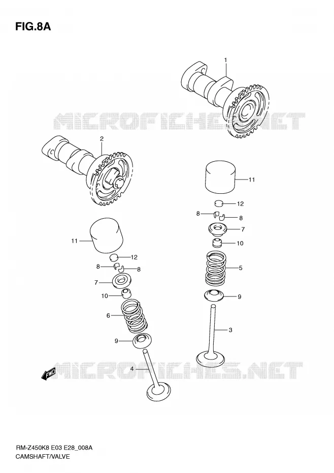 ARBRE A CAMES - SOUPAPES (RM-Z450L1) Suzuki MOTO 450 RM-Z 2009  RM-Z450K9(E3/E28)