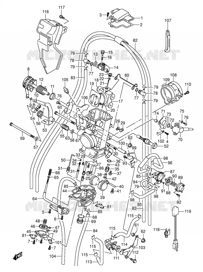 CARBURATEUR (MODELE Y/K1/K2) Suzuki MOTO 400 DR-Z 2000  DR-Z400Y(E3/E28)