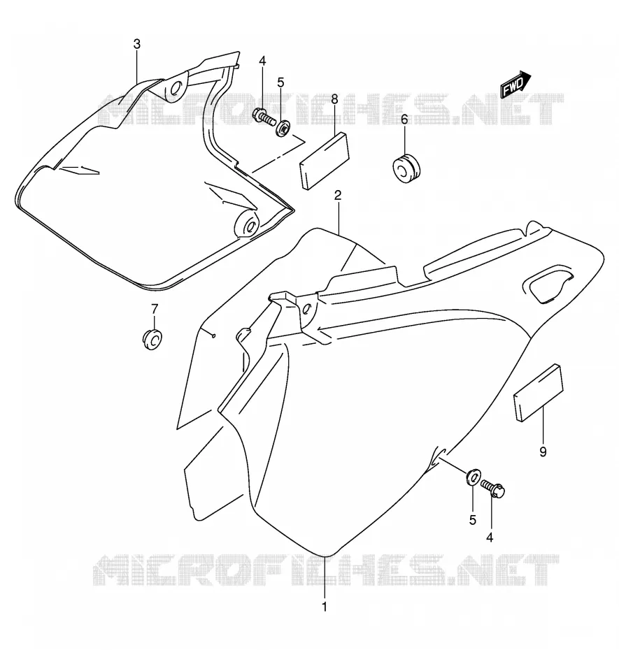 CARENAGES ARRIERE  (MODELE K3/K4) Suzuki MOTO 400 DR-Z 2002  DR-Z400EK2(E3/E28)