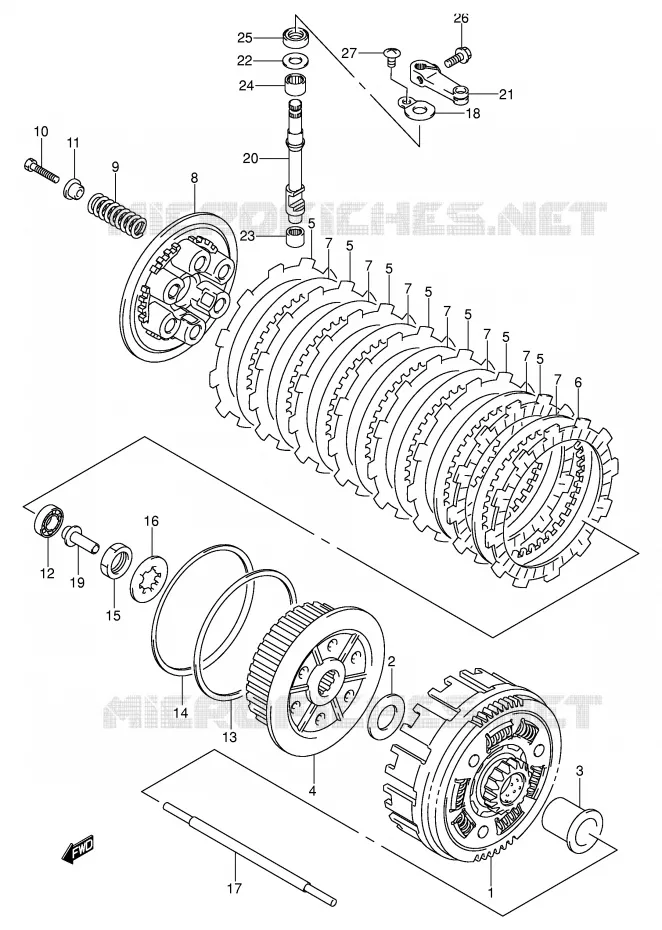 EMBRAYAGE Suzuki MOTO 400 DR-Z 2003  DR-Z400EK3(E3/E28)