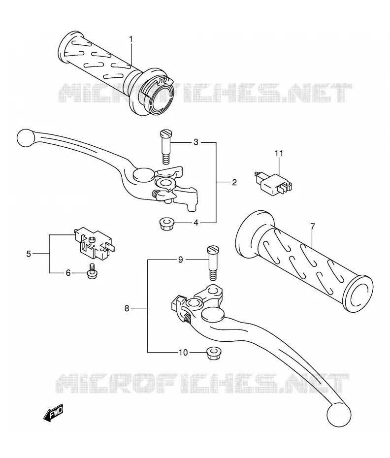 ENSEMBLE LEVIERS - POIGNEES Suzuki MOTO 1300 HAYABUSA 1999  GSX1300RU1X(E2)