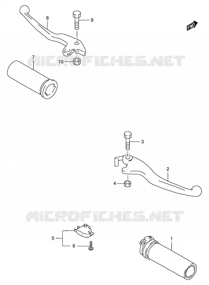 ENSEMBLE LEVIERS - POIGNEES Suzuki MOTO 600 INTRUDER 1996  VS600GLUT(E2)