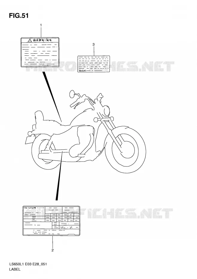 ETIQUETTE D'AVERTISSEMENT (LS650L1 E33) Suzuki MOTO 650 BOULEVARD 2011  LS650L1(E3/E28)
