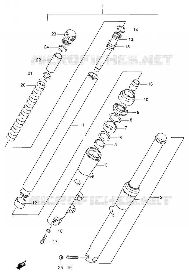 FOURCHE AVANT (MODELE T/V) Suzuki MOTO 600 INTRUDER 1997  VS600GLV(E2)