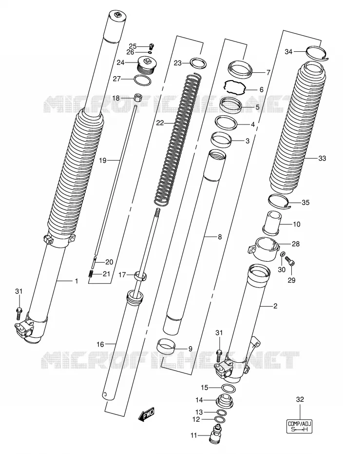 FOURCHE Suzuki MOTO 400 DR-Z 2000  DR-Z400EY(E3/E28)