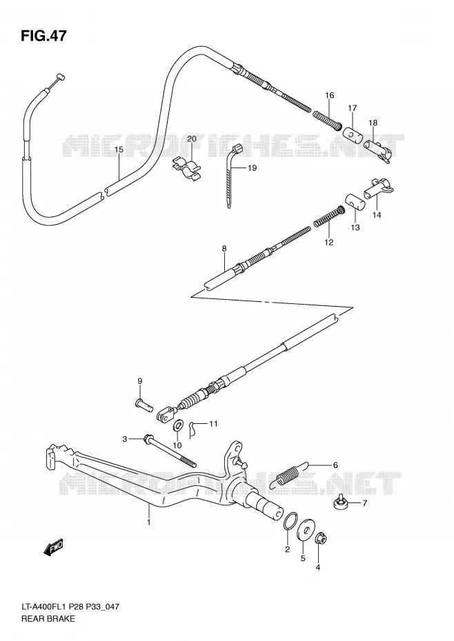 FREIN ARRIERE Suzuki QUAD 400 KINGQUAD 2011  LT-A400FZL1(P28/P33)