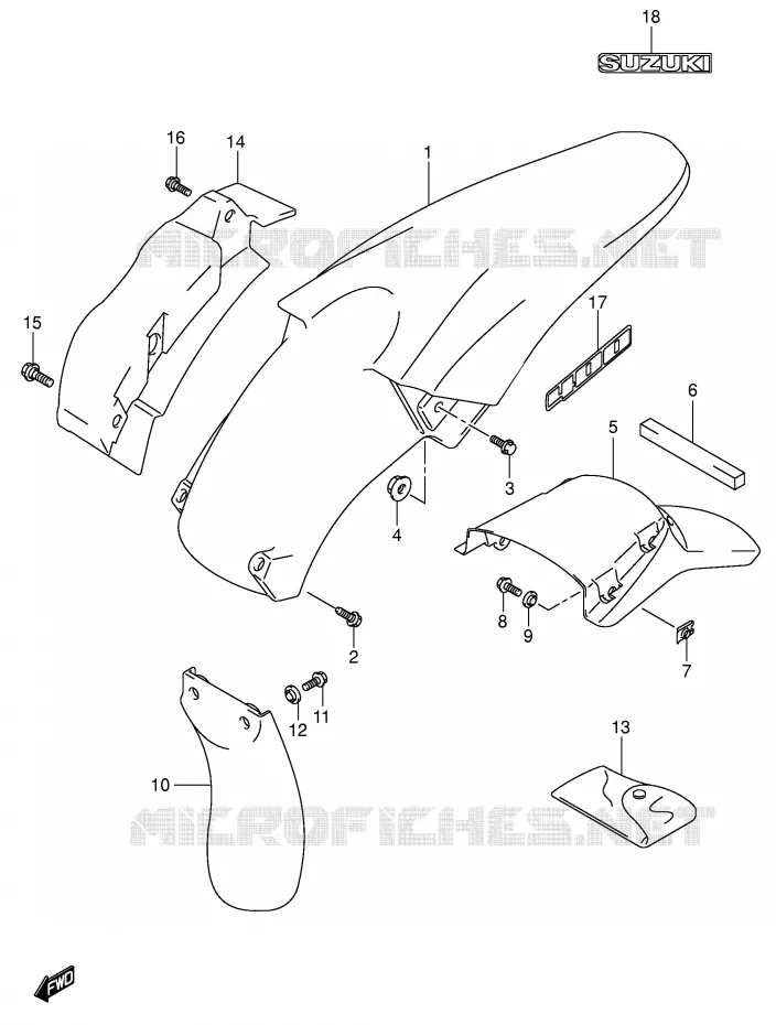 GARDE BOUE ARRIERE (MODELE K4) Suzuki MOTO 400 DR-Z 2003  DR-Z400EK3(E3/E28)