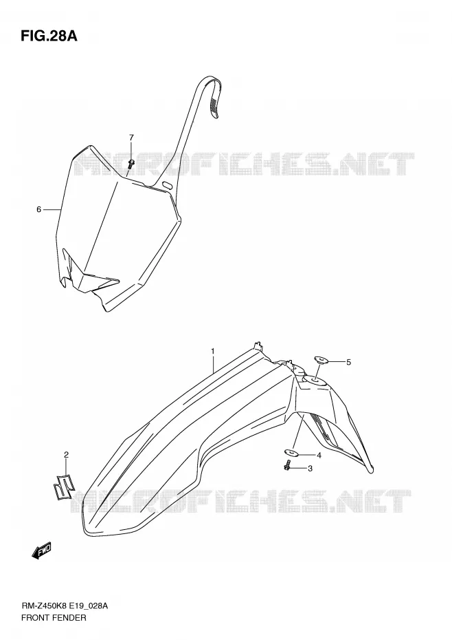 GARDE BOUE AVANT (RM-Z450L1) Suzuki MOTO 450 RM-Z 2012  RM-Z450L1(E19)