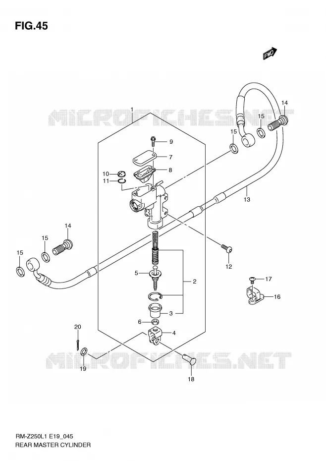 MAITRE CYLINDRE ARRIERE Suzuki MOTO 250 RM-Z 2011  RM-Z250L1(E19)