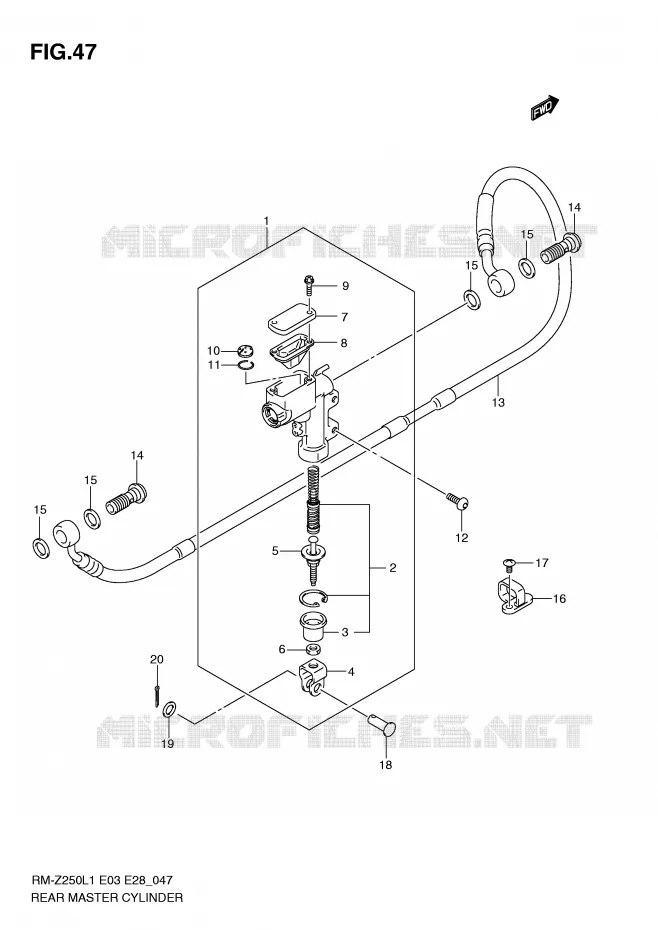 MAITRE CYLINDRE ARRIERE Suzuki MOTO 250 RM-Z 2011  RM-Z250L1(E3/E28)